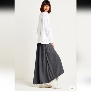 Planet By Lauren G Lagenlook Gray Washable Silk Balloon Asymmetric Skirt 2 10-14